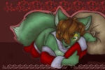 anthro arm_warmers armwear bag bottomless clothed clothing female holidays legwear slightly_chubby solo stockings tail pmoss christmas pmoss_(character) canid canine fox mammal 3:2