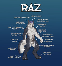 animal_genitalia canine_genitalia claws eye_scar facial_scar fur genitals grin grinning_at_viewer head_tuft knot knotted_penis one_eye_closed penis scar smile smiling_at_viewer text toe_claws tuft white_body white_fur wolf_ears wolf_tail sunitai canid canine canis mammal wolf absurd_res hi_res