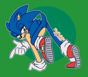 all_fours andromorph anthro anus blue_body clothing footwear genitals gloves green_background green_eyes half-closed_eyes handwear intersex looking_back narrowed_eyes presenting presenting_vulva raised_leg rear_view shoes simple_background smile solo teeth vulva thiritherabbit sega sonic_the_hedgehog_(series) sonic_the_hedgehog eulipotyphlan hedgehog mammal 2023 digital_drawing_(artwork) digital_media_(artwork) hi_res