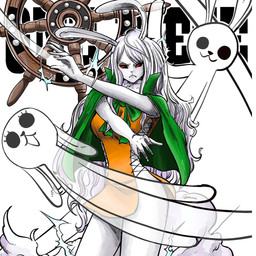 anthro black_sclera boat_wheel cape clothing electricity female fur group hair pose red_eyes white_body white_fur white_hair canibalwarlord one_piece carrot_(one_piece) sulong_carrot ghost lagomorph leporid mammal rabbit spirit 1:1 absurd_res hi_res