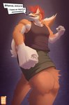 alternative_fashion announcement anthro claws clothed clothing fist male punk punk_hair raised_tail slightly_muscular slightly_muscular_male solo speech_bubble tail teeth text jooper sydney_(dmb) canid canine canis dingo mammal english_text hi_res