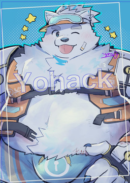 anthro bandage bandage_on_face belly blep blue_eyes blush bottomwear bulge clothing fur hat headgear headwear life_jacket male one_eye_closed overweight shorts solo tongue tongue_out visor_cap white_body white_fur wink igarashi_ta lifewonders live_a_hero yohack canid canine canis domestic_dog mammal nordic_sled_dog samoyed spitz hi_res
