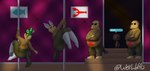 anthro belly belly_markings bruh dancing fake_ears fake_rabbit_ears feathers female group lights male markings metal peacock_feather pole pole_dancing strip_club wood wetwaffls littlebigplanet sony_corporation sony_interactive_entertainment sackboy animal_humanoid arthropod crustacean decapoda fish herpestid herpestid_humanoid humanoid lobster malacostracan mammal mammal_humanoid marine meerkat meerkat_humanoid hi_res