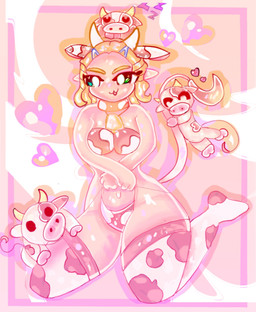 accessory animal_print bikini bikini_pull climbing climbing_on clothing clothing_pull cow_print cowbell female hair hair_accessory heart_symbol horn leggings legwear size_difference sleeping solo swimwear swimwear_pull tail tail_tuft tuft two-piece_swimsuit bunnycutie breath_of_the_wild nintendo the_legend_of_zelda princess_zelda bovid bovine cattle human hybrid mammal colorful_theme hi_res