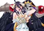 armor big_breasts black_hair blush bone breast_grab breast_squish breasts duo feathered_wings feathers female hair halo_horns hand_on_breast horn long_hair male nipple_slip nipples not_furry open_mouth skeleton squish wings pxjirou overlord_(series) ainz_ooal_gown albedo_(overlord) demon demon_humanoid horned_humanoid humanoid lich undead winged_humanoid hi_res