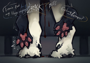 abuse abused against_surface against_wall anal anthro bite black_body black_fur blood blood_from_ass blood_in_ass bodily_fluids breaking duo forced fur male male/male offscreen_sex pawpads paws public public_nudity public_sex rape sex size_difference white_body white_fur distortist hotep_forgefer zidanewolf zidanewolf1
