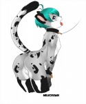 anthro balls biped blue_hair clothing collar femboy genitals hair leash legwear male nude simple_background solo tail thigh_highs tongue white_background milkcrown alushee felid leopard mammal pantherine snow_leopard 5:6 digital_media_(artwork) hi_res