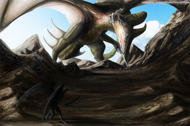 black_body black_feathers black_fur day detailed_background duo feathered_wings feathers feral fur membrane_(anatomy) membranous_wings nude outside sky tail wings ashesdrawn european_mythology mythology canid canine dragon hybrid mammal mythological_creature mythological_scalie scalie western_dragon wyvern 2015 3:2 digital_media_(artwork)