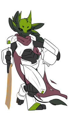 3_toes 4_ears anthro armor bedroom_eyes black_body black_clothing black_fur cape clothed clothing curvy_figure eyebrows feet female front_view fully_clothed fur fur_tuft green_body green_clothing green_eyes green_fur grey_eyebrows half-closed_eyes head_tuft headgear helmet holding_melee_weapon holding_object holding_sword holding_weapon inner_ear_fluff leaning looking_at_viewer looking_forward melee_weapon multi_ear multicolored_body multicolored_clothing multicolored_fur narrowed_eyes on_one_leg pose purple_cape purple_clothing purple_scarf scarf seductive simple_background small_waist smile solo standing sword toes tuft weapon white_background white_clothing wide_hips beezlebumawoken conditional_dnp stacia avali avian 2019 2:3 absurd_res digital_media_(artwork) full-length_portrait hi_res pinup portrait female_(lore)
