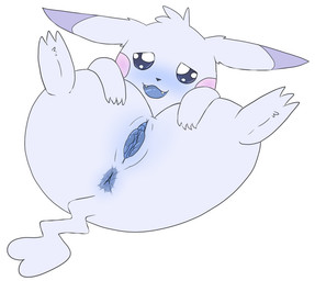 3_toes anus blue_body blue_eyes blue_skin blue_vulva blush blushing_at_viewer clitoral_hood clitoral_slit clitoris feet female feral genitals hair looking_at_viewer lying on_back open_mouth pale_body pale_fur pointy_ears simple_background solo spiky_hair spread_anus spread_legs spread_vulva spreading thick_labia_minora toes vulva white_background whitefroggim nintendo pokemon pokemon_pokopia peakychu generation_1_pokemon mammal pikachu pokemon_(species) rodent