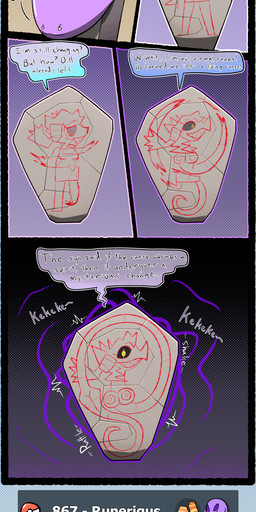 1_eye against_surface amber_eyes ambiguous_gender anthro big_breasts big_butt black_body breast_expansion breasts butt butt_expansion cleavage clothed clothing clothing_destruction covered_in_goo cursed_object duo expansion female feral goo_transformation hair human_to_anthro idea_bulb laugh living_hieroglyph long_body mind_alteration museum nipple_expansion nipples number pokedex_number pokemon_professor pokemon_speak purple_goo rock runes smug_grin species_transformation splat tan_body tan_skin tentacles text thick_thighs thigh_expansion transformation transformation_sequence verbal_reaction_to_tf white_hair chabble nintendo pokemon big_ditt_(chabble) professor_burnet ditto_(pokemon) generation_1_pokemon generation_8_pokemon ghost goo_creature human mammal pokemon_(species) runerigus spirit absurd_res comic english_text hi_res long_image tall_image