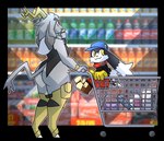 :3 anthro big_butt black_body black_fur bottle butt cereal_box container countershade_fur countershading detergent duo female fur grey_body grey_fur hooves male photo_background shopping_cart size_difference smile text thick_thighs white_body white_countershading potoobrigham bandai_namco klonoa_(series) pseudoregalia klonoa sybil_(pseudoregalia) bovid caprine domestic_cat felid feline felis goat hybrid lagomorph leporid mammal rabbit 2023 alpha_channel crossover english_text hi_res photography_(artwork)