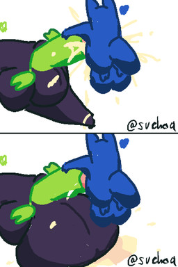 balls big_balls bodily_fluids cum cum_exchange cum_explosion cum_in_balls cum_in_penis cum_inside excessive_cum excessive_genital_fluids feral genital_fluids genitals heart_symbol huge_balls hyper hyper_balls hyper_cum hyper_genitalia male male/male penetration penile penile_penetration penis penis_in_penis simple_background two_panel_image urethral urethral_penetration white_background svehaq_(artist) rain_world videocult blueberry_(svehaq) green_lizard_(rain_world) lizard_(rain_world) slugcat 2:3 comic hi_res