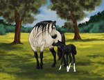 after_transformation breastfeeding duo female feral gender_transformation hooves horseshoe teats transformation udders young hallod equid equine horse mammal hi_res