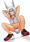 biped bulge clothing eyebrows eyewear footwear glasses hair male navel shoes simple_background sneakers solo white_background cessa_sama taiyo_akari animal_humanoid humanoid lagomorph lagomorph_humanoid leporid_humanoid mammal mammal_humanoid rabbit_humanoid absurd_res hi_res