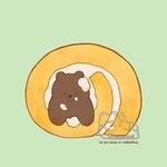 black_nose brown_body cake chibi dessert eyes_closed feral food micro roll_cake solo shirokumani bear mammal 1:1 2021 hi_res