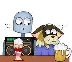 alcohol anthro beer beverage biped brown_body clothing duo ellipsis grey_body machine shirt topwear gummyboom2 robot_dreams rascal_(robot_dreams) robot_(robot_dreams) mammal procyonid raccoon robot robot_dog 2024