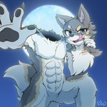 abs anthro blue_eyes detachable detachable_head featureless_crotch full_moon fur hand_on_head headless holding_head hollow_body kemono looking_at_viewer male moon solo tongue tongue_out unusual_anatomy white_body white_fur acky05 animate_inanimate canid canine canis living_clothing living_costume living_fursuit mammal wolf 1:1 2020 hi_res