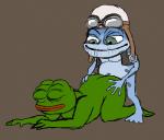 ambiguous_gender anal anal_penetration anthro anthro_on_anthro aviator_cap duo eyewear goggles male male/ambiguous penetration sex simple_background what unknown_artist jamster crazy_frog pepe_the_frog amphibian meme