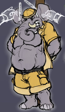 anthro belt biped black_belt bottomwear clothed clothed_anthro clothed_male clothing disembodied_hand electric_toothbrush explorer eyes_closed grey_body hands_behind_back hat headgear headwear holding_feather loose_feather male navel open_clothing open_shirt open_topwear pants pecs proboscis_(anatomy) shirt solo_focus standing teeth tickle_fetish tickle_torture tickling tickling_ears tied_to_post topwear trunk_(anatomy) tusks wearing_hat yellow_bottomwear yellow_clothing yellow_hat yellow_headwear yellow_pants kctk elephant elephantid ghost mammal proboscidean spirit