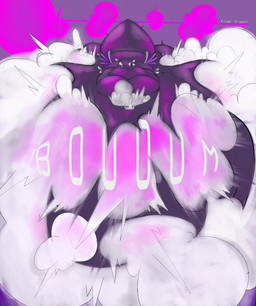 bursting cheek_bulge exclamation_point explosion gameplay_mechanics gui health_bar onomatopoeia popping purple_background simple_background sound_effects text smokey_blokey microsoft minecraft mojang mythology xbox_game_studios jean_(minecraft) dragon ender_dragon mythological_creature mythological_scalie scalie 2025 absurd_res hi_res