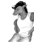 anthro black_body black_fur black_hair bottomwear clothing denim denim_bottomwear denim_clothing fur hair horse_mane jeans male muscular muscular_male pants solo efradraws beastars yafya_(beastars) equid equine horse mammal absurd_res graphite_(artwork) hi_res marker_(artwork) monochrome traditional_media_(artwork)