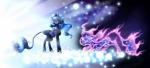 abstract_background blue_body blue_eyes blue_feathers blue_fur blue_hair duo feathered_wings feathers female feral fur glowing hair horn wings amous-anona friendship_is_magic hasbro my_little_pony mythology princess_luna_(mlp) tantabus equid equine mammal mythological_creature mythological_equine winged_unicorn 2015 absurd_res hi_res