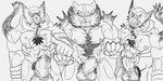 anthro balls beard big_muscles bodily_fluids erection facial_hair genital_fluids genitals group huge_muscles humanoid_genitalia humanoid_penis male mane money muscular muscular_male nipples penis precum pubes san_jaguar game_freak nintendo pokemon felid generation_7_pokemon generation_8_pokemon incineroar legendary_pokemon mammal pokemon_(species) primate zarude hi_res monochrome