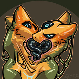 2_heads anthro big_eyes blue_eyes kissing looking_at_another looking_at_viewer making_out male multi_eye multi_head multi_head_kiss slime solo tongue tongue_out inkyr gemini_the_sergal 1:1