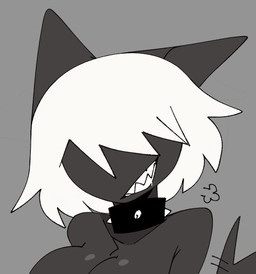 anthro bodily_fluids breasts chest_tuft collar collar_only drooling female front_view fur grey_background grey_body grey_ears grey_fur grey_tail hair hair_over_eyes nude saliva sharp_teeth simple_background smile solo spiked_collar spikes tail tail_motion tailwag teeth tuft white_hair xarop77 sheep_(xarop77) canid canine canis mammal wolf 2025 bust_portrait digital_drawing_(artwork) digital_media_(artwork) hi_res portrait