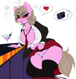 anthro areola big_breasts blush breasts bubble cleavage clothed clothing drunk drunk_bubble erect_nipples female flashing flashing_panties heart_symbol looking_at_viewer nipple_outline nipples panties smile solo substance_intoxication underwear replica_(artist) hasbro my_little_pony fan_character reppy_(replica) earth_pony equid equine horse mammal pony hi_res