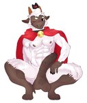 anthro balls clothing collar fur genitals horn male nipples nude penis simple_background solo white_body white_fur wool_(fur) yaiski cult_of_the_lamb massive_monster_(studio) lamb_(cult_of_the_lamb) red_crown_(cult_of_the_lamb) bovid caprine humanoid mammal sheep hi_res