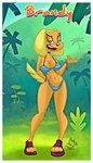 anthro bikini blue_eyes breasts clothed clothing collar curvy_figure female fingers footwear forest hourglass_figure jungle looking_at_viewer open_mouth outside plant platform_footwear platform_sandals sandals shoes skimpy smile solo swimwear tongue tree two-piece_swimsuit nafyo-toons brandy_and_mr._whiskers disney brandy_harrington canid canine canis domestic_dog mammal 2017 digital_media_(artwork) hi_res