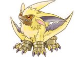 angry bracelet claws feral fur jewelry male orange_eyes sharp_teeth solo teeth winged_arms wings yellow_body yellow_fur 1nacl bandai_namco digimon digimon_ghost_game digimon_(species) lamortmon monster 4:3