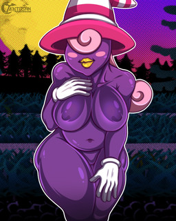 belly big_breasts blush blush_stickers breasts clothing covered_eyes curvy_figure female glistening glistening_body gloves hair hand_on_breast handwear hat headgear headwear lips lipstick looking_at_viewer makeup mostly_nude navel nipples pink_hair purple_body slightly_chubby slightly_chubby_female solo thick_lips thick_thighs white_clothing white_gloves white_handwear wide_hips yellow_lips tenjosan mario_bros nintendo paper_mario vivian_(mario) ghost humanoid shadow_siren spirit 2021 4:5 digital_media_(artwork)