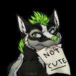 anthro black_body black_fur fur green_eyes green_hair green_nose grey_body grey_fur hair looking_at_viewer mohawk note simple_background solo sticker teeth text transparent_background white_body white_fur swagliad ventus_the_sox canid canine fox hybrid mammal mephit mephitid skunk 1:1 alpha_channel english_text hi_res reaction_image