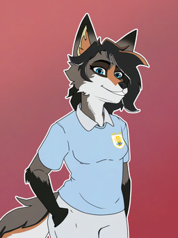 anthro blue_eyes clothing female hand_in_pocket pockets soccer_jersey soccer_uniform solo sportswear uniform eduardailustras uruguay_national_football_team uri_suarez_(nyxthechee) canid canine fox grey_fox mammal red_fox silver_fox true_fox urocyon 3:4 absurd_res hi_res