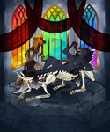 balls bodily_fluids breasts chair duo food fruit furniture genitals gynomorph intersex plant skeletal stained_glass_window throne yonnixart undead zombie 5:6 absurd_res hi_res trans_(lore) trans_woman_(lore)