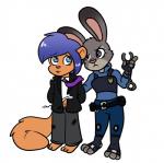 anthro arrested clothing cuff_(restraint) duo female handcuffs metal_cuffs necktie police restraints shackles suit technicolorpie disney zootopia judy_hopps lagomorph leporid mammal rabbit rodent sciurid