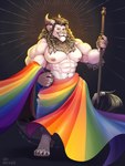 5_fingers abs anthro areola biped claws fingers horn lgbt_pride male mane muscular muscular_anthro muscular_male navel nipple_piercing nipples pecs piercing pride_colors rainbow_pride_colors solo tail tail_tuft tuft apple-faced mythology isaiah_(jrbn1) dragon felid hybrid lion mammal mythological_creature mythological_scalie pantherine scalie 3:4 hi_res