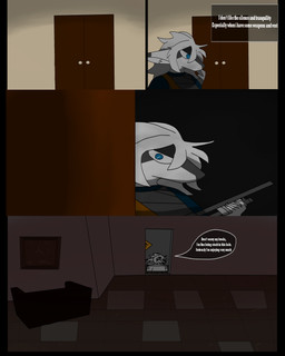 abandoned_building anthro black_clothing black_legwear blue_clothing blue_eyes blue_shirt blue_topwear bulletproof_vest clothing crate doppleganger duo femboy gun hair hole_(pit) intersex intersex/male legwear male male/male nude ranged_weapon shirt shotgun text thinking topwear weapon white_body white_hair raganlier mythology dragon mythological_creature mythological_scalie scalie 4:5 comic english_text hi_res