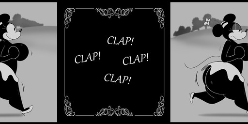 1930s_theme 6_panel_comic annoyed anthro ass_clapping big_breasts big_butt black_body black_fur bottomwear breaking_the_fourth_wall breasts butt butt_jiggle clothed clothing featureless_breasts female footwear fur grey_background high_heels huge_breasts huge_butt humor jiggling looking_at_viewer miniskirt onomatopoeia shoes side_view simple_background skirt solo sound_effects text thick_thighs topless topless_female walking masterj291 disney minnie_mouse mammal mouse murid murine rodent 2026 absurd_res comic hi_res long_image wide_image