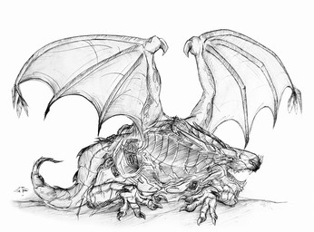 ambiguous_gender claws fangs feral horn membrane_(anatomy) membranous_wings open_mouth sharp_teeth simple_background solo teeth wing_claws wings crazydrak mythology dragon mythological_creature mythological_scalie scalie 2012 dated monochrome sketch