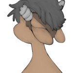 ambiguous_gender anthro broken_horn brown_body brown_fur fur grey_hair grey_horn hair horn rear_view short_hair simple_background solo undercut white_background manitka manitka_storm bovid bovine cattle mammal 1:1 2021 digital_media_(artwork) low_res