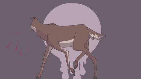 blood bodily_fluids brown_body brown_fur creepy detachable detachable_head feral fur gore headless hooves male neck_stump searching simple_background solo walking white_body white_fur gabbyvee deer ghost mammal spirit 16:9 animated widescreen