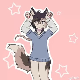 2000s_theme ambiguous_gender anthro blue_clothing blue_shirt blue_topwear bottomless bottomless_anthro brown_body brown_fur brown_hair clothed clothing dancing fur hair kemono looking_away multicolored_body multicolored_fur multicolored_hair multicolored_tail ponytail shirt solo tail tan_body tan_fur topwear y2k_(graphic_design) niceth_ings caramelldansen domestic_cat felid feline felis mammal 1:1 2d_animation animated animation_meme meme no_sound portrait short_playtime three-quarter_portrait video male_(lore)