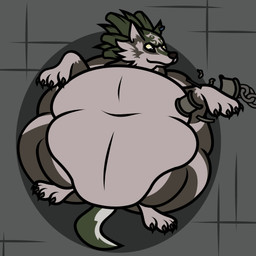 belly big_belly bloated chain feral huge_belly hyper hyper_belly inflation male morbidly_obese morbidly_obese_feral morbidly_obese_male obese obese_feral obese_male overweight overweight_feral overweight_male solo what fishinabarrrel nintendo the_legend_of_zelda link_(wolf_form) canid canine canis mammal wolf 1:1 2014 low_res story story_in_description