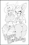 anthro big_breasts big_butt black_border border breasts butt duo erect_nipples female female/female nipple_outline nipples smile don_ko invader_zim nickelodeon sega sonic_the_hedgehog_(series) gaz_membrane rouge_the_bat bat human mammal crossover digital_drawing_(artwork) digital_media_(artwork) monochrome