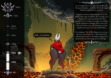 anthro black_body black_eyes bodily_fluids bottom_heavy cloak clothing complaining corruption curvy_figure donation_drive exoskeleton expansion female front_view growth growth_drive heat_(temperature) horn hornet's_needle ill-fitting_clothing solo standing sweat text thick_thighs transformation weight_gain wide_hips womb_tattoo fwingerz hollow_knight:_silksong hollow_knight_(franchise) team_cherry hornet_(hollow_knight) animal_humanoid arachnid arachnid_humanoid arthropod arthropod_humanoid humanoid absurd_res english_text hi_res