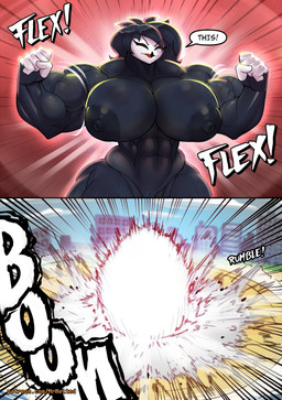 abs anthro areola beak biceps big_breasts big_muscles black_areola black_body black_hair black_nipples blue_sky breasts building cloud eclipse eyebrows eyelashes female fingers genitals hair huge_breasts huge_muscles huge_thighs moon muscular muscular_anthro muscular_female nipples non-mammal_breasts non-mammal_nipples nude outside red_sclera sky solar_eclipse solo sun text thick_thighs vulva white_eyes mrmelted hellaverse helluva_boss octavia_(helluva_boss) avian avian_demon bird owl owl_demon 2026 absurd_res comic english_text hi_res url